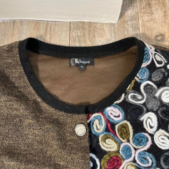 Sweater Vintage Felt Patchwork Women's XL - Picture 3 of 8